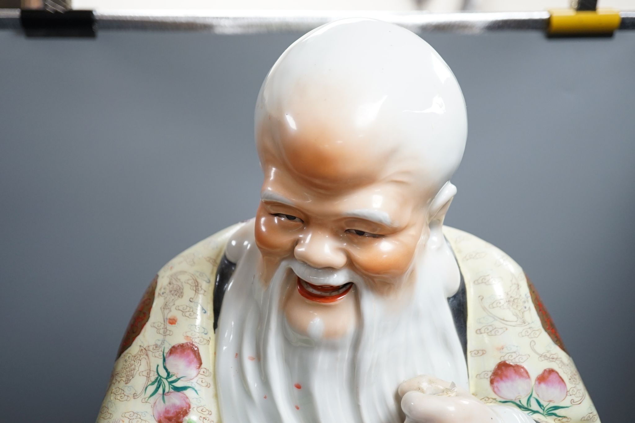 A large early 20th century Chinese porcelain figure of Shou Lao, 67cm